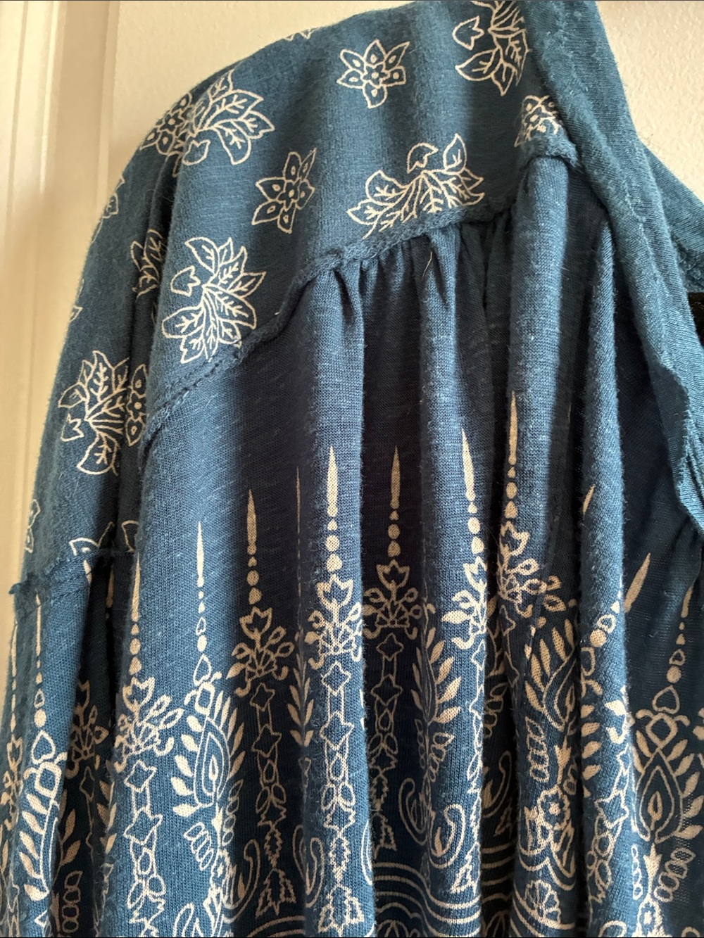 Free People Boho weekend warrior Blouse blue open back long sleeve oversized med - Picture 5 of 13